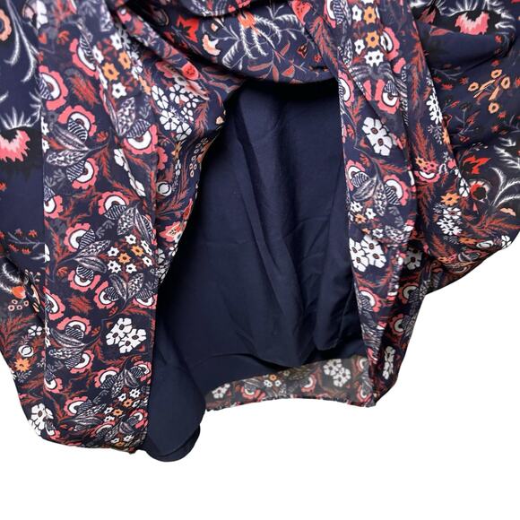 Vince Camuto Floral Chiffon Bell Sleeve Shift Dress Size 4 Notched V Neck - Picture 7 of 9